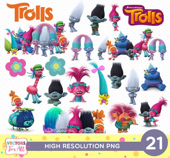 Trolls CutOut Printable Trolls PNG Files Decoration Etsy