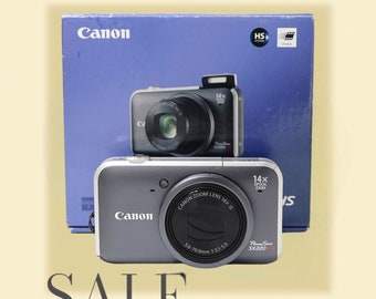 Canon PowerShot SX220 HS gray with box - Vintage digital camera. Point and Shoot Camera. Tested