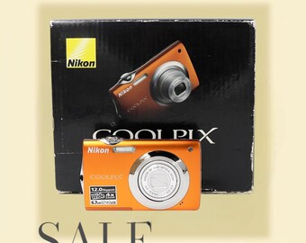 Nikon Coolpix S3000 Orange With Box - Vintage Digital Camera