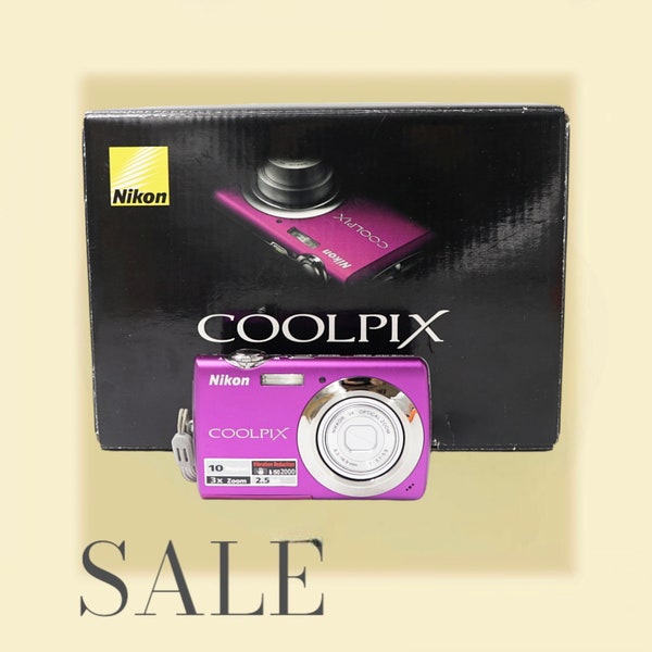 Nikon Coolpix S220 magenta with box - Vintage digital camera. Point and Shoot Camera. Tested