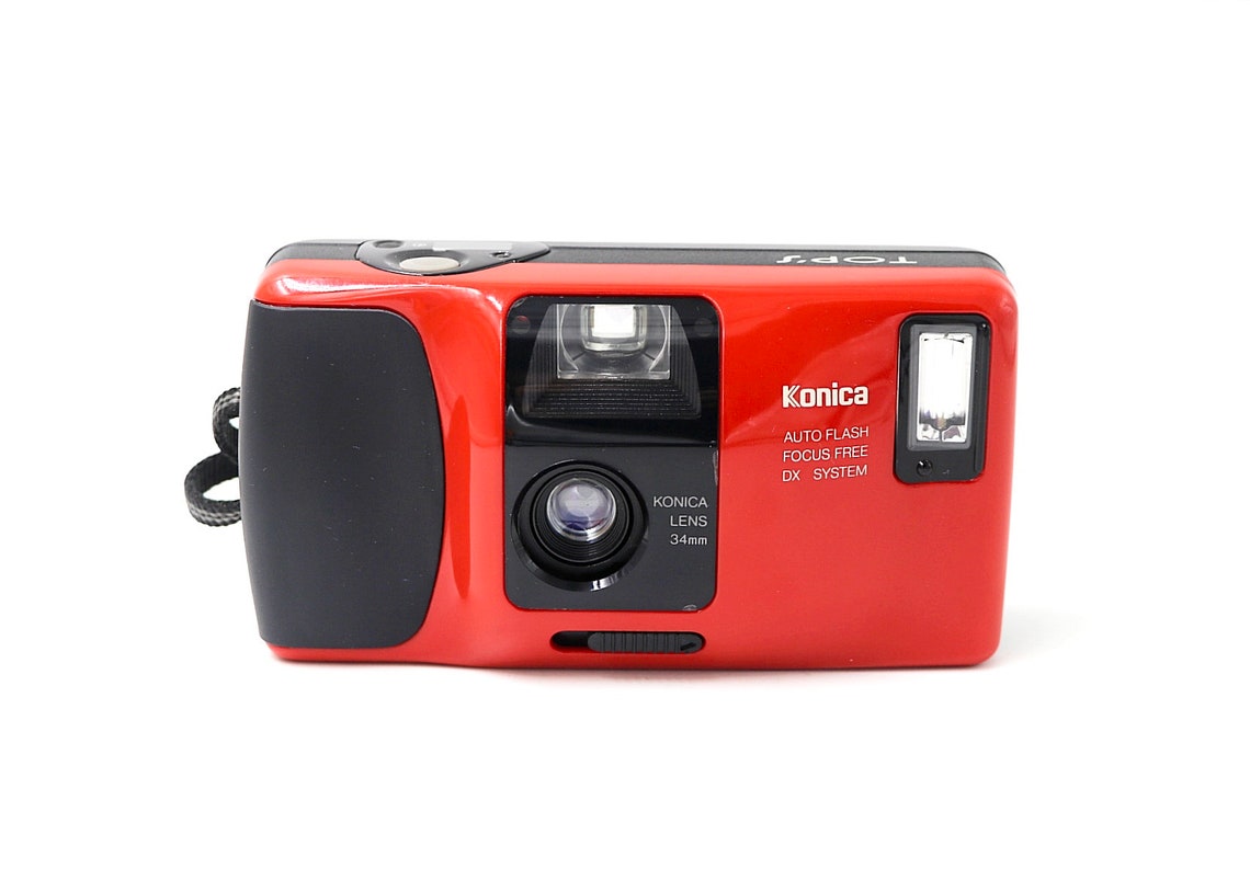 Konica Top's roja - Cámara de película vintage.Cámara Point and shoot.Testada, foto 2 di 5