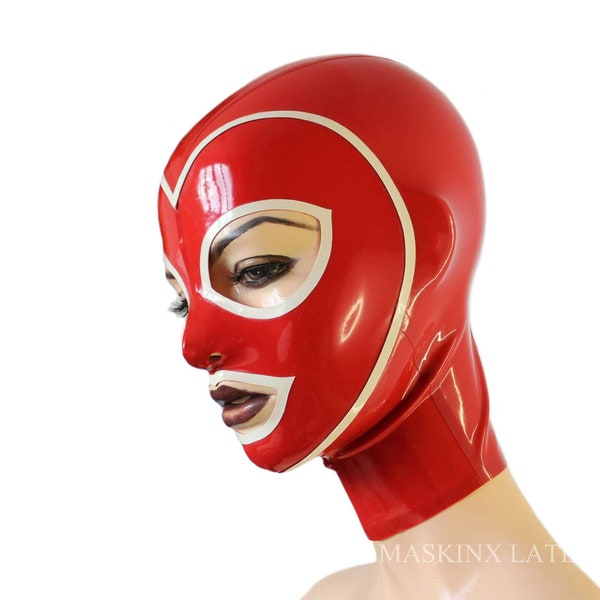 Latex Rubber Hood with trimmed face and zipper