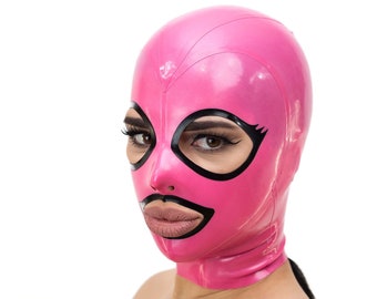 Latex Rubber Hood with Eyelashes contrast trim