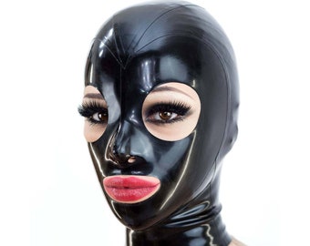 Latex Rubber Hood - single color with zipper and round eyes