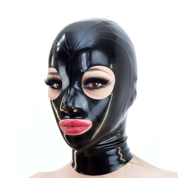 Latex Rubber Hood - single color with zipper and round eyes