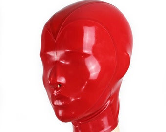 Latex Rubber Bondage Hood without Eyes and Mouth