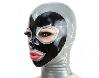 Latex Rubber Hood 2-color with contrast trim and zipper