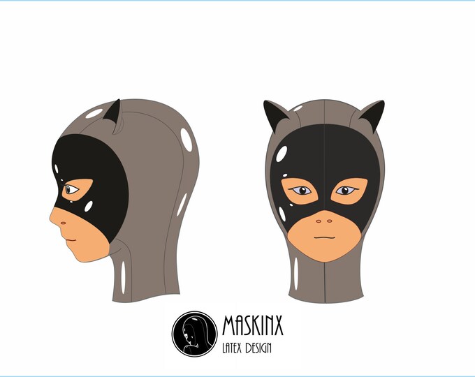 Custom Latex Cat Hood With Open Mouth and Attached Ears Etsy