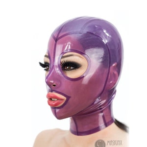Latex Rubber Hood - translucent colors with trim and zipper