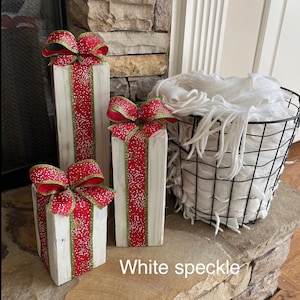 Set of 3 farmhouse style chunky presents (Multiple ribbon options)