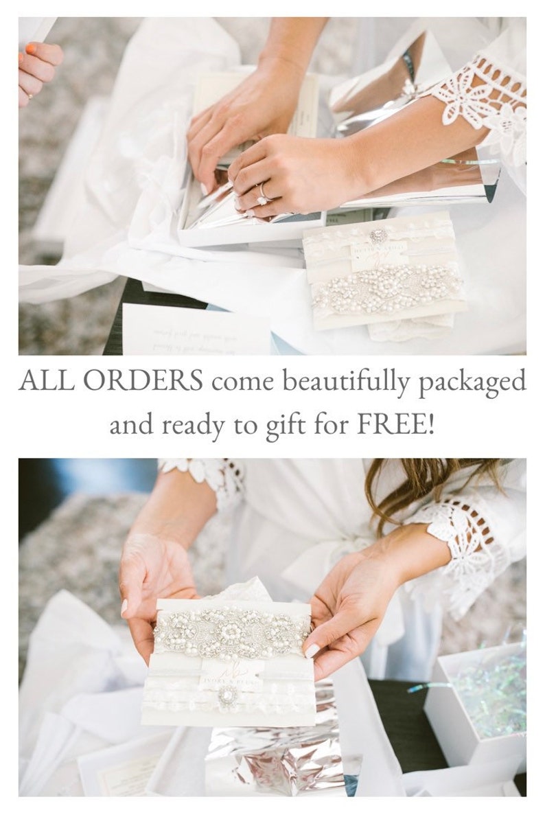 LIGHT IVORY Wedding Garter Wedding Garter Set Bridal Garter Style #L0117