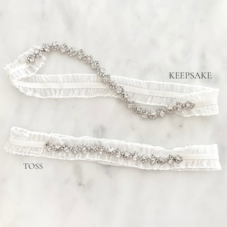 Dainty Wedding Garter Set Wedding Garter Bridal Garter Style M0417 image 4