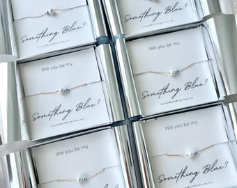 Something Blue Freshwater Pearl Ankle Bracelet, Anklet Bridesmaid Engagement Bridal Shower Wedding Jewelry Gifts