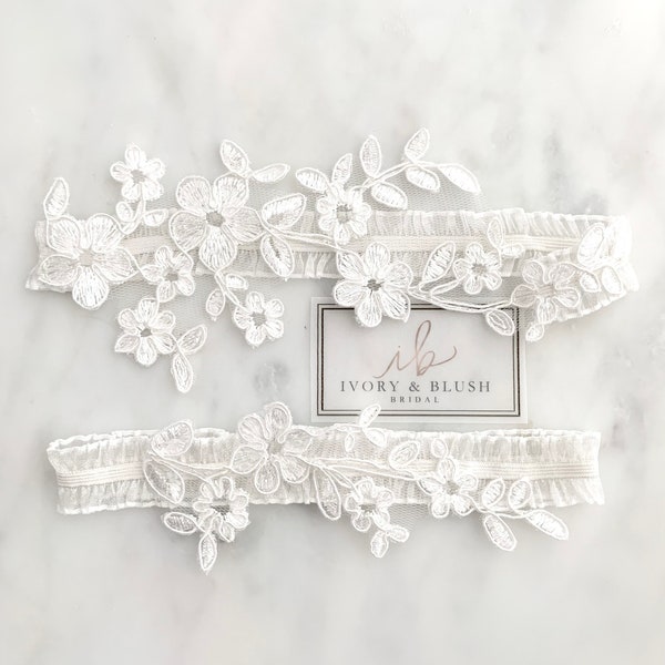 LIGHT IVORY Wedding Garter - Garter Wedding Garter Set Bridal Garter Set for Wedding Garters Ivory Garters for Wedding - Style #F0121