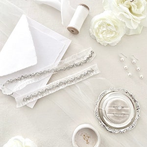 Dainty Wedding Garter Set Wedding Garter Bridal Garter Style M0417 image 3