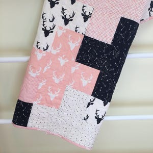Ready to ship tomorrow Soft minky on the back Canadian handmade moose and deer lap quilt Perfect gift for any outdoors nature lover