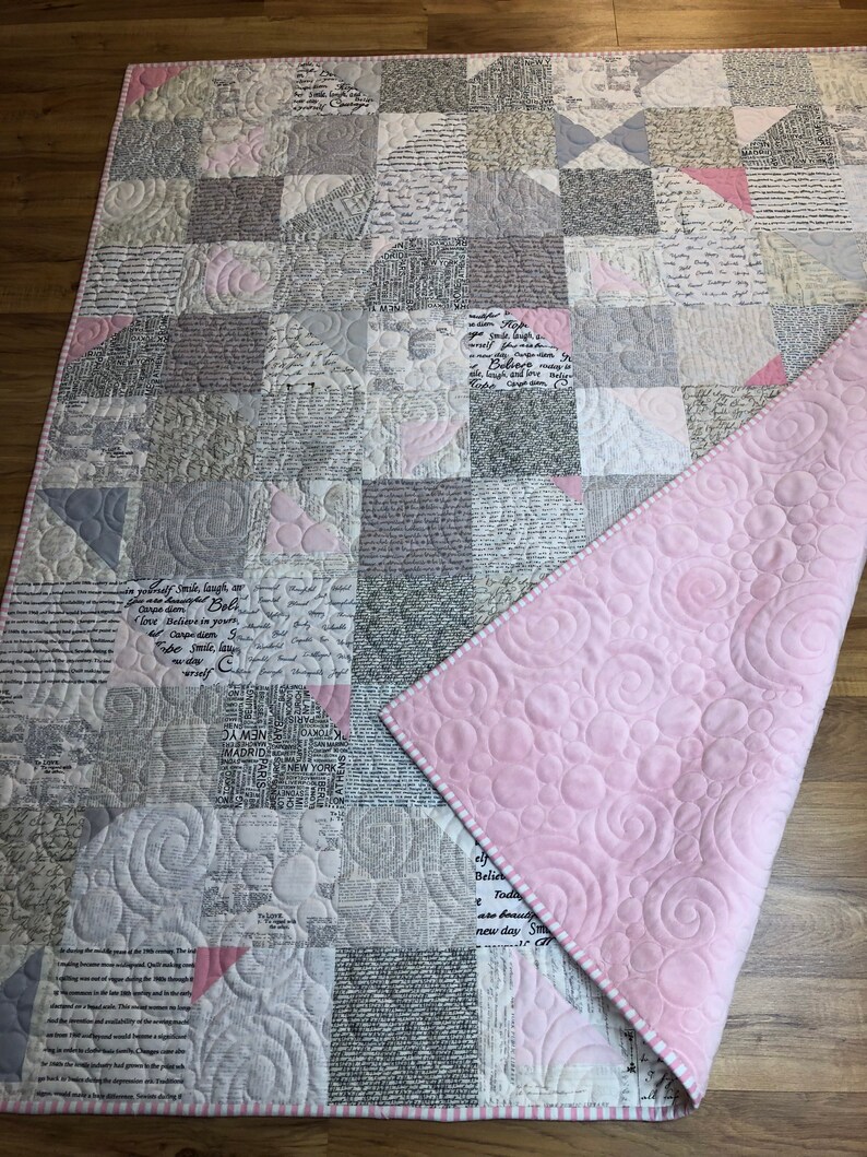 Lap Quilt for Someone Who Loves Pink and Grey! Ready to Ship. - Etsy