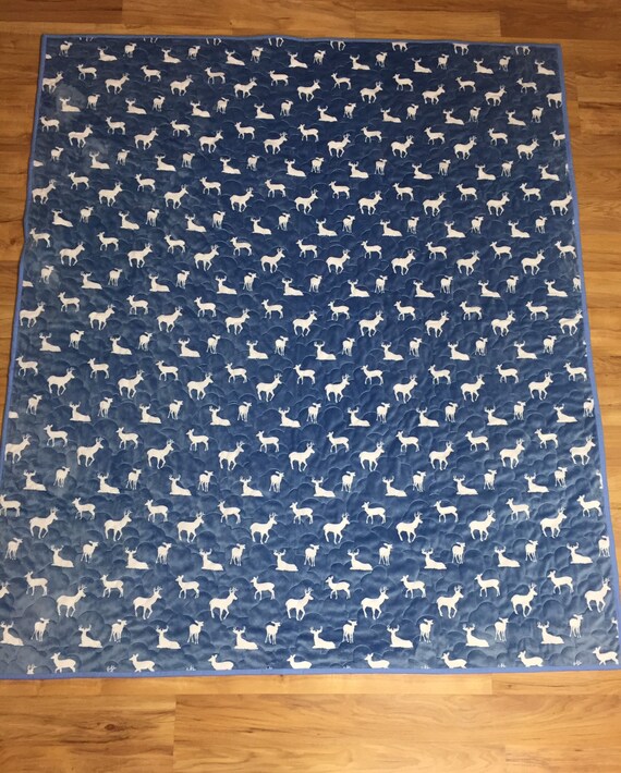 Ready to ship tomorrow Soft minky on the back Canadian handmade moose and deer lap quilt Perfect gift for any outdoors nature lover