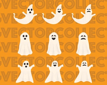 Cute  Scary Spooky Flying Smiling Ghost Halloween Combo Pack,SVG DXF EPS Png, Clip Art, Instant Digital Download