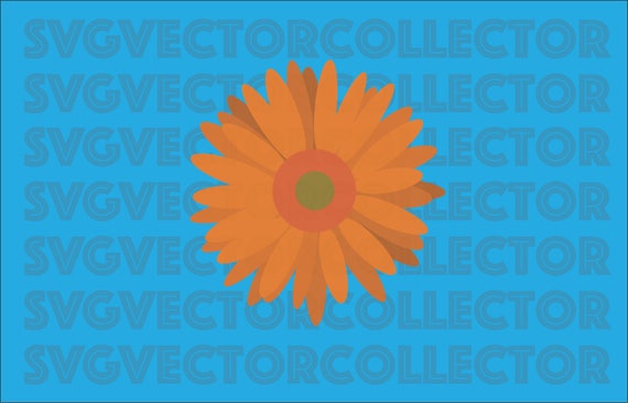 Fiore Della Margherita Gerbera Arancione Svg Dxf Eps Png Etsy