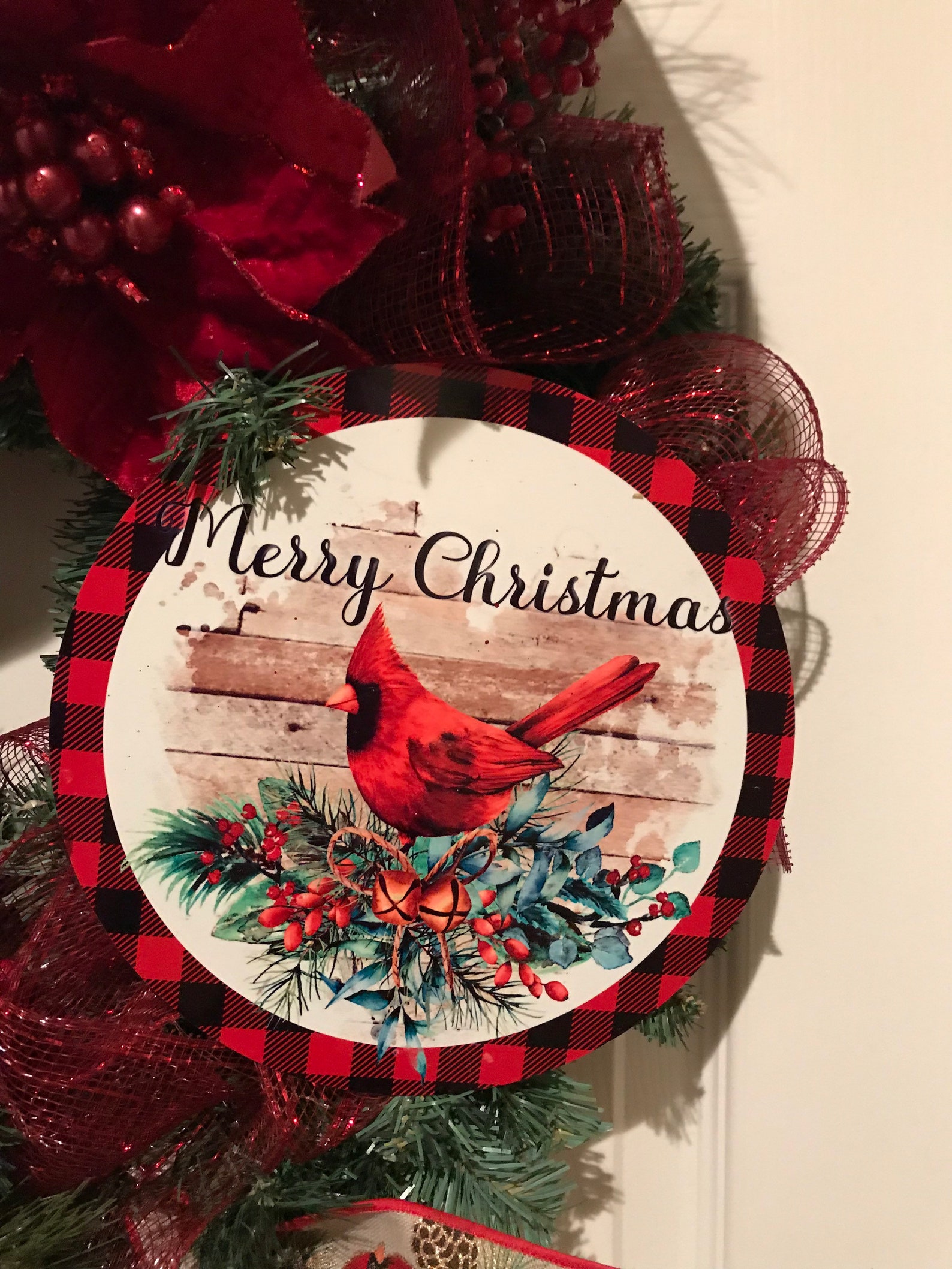 Cardinal Christmas wreath cardinal wreath Christmas wreath Etsy