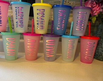 Personalized Color Changing Cup, Summer Party Tumblers, Bachelorette Favors