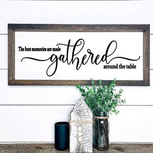 Gathered Wood Family Dining Room Rustic Home Decor, Painted Farmhouse Sign, Housewarming Gift, Gathering Room Picture, Handmade Wall Art