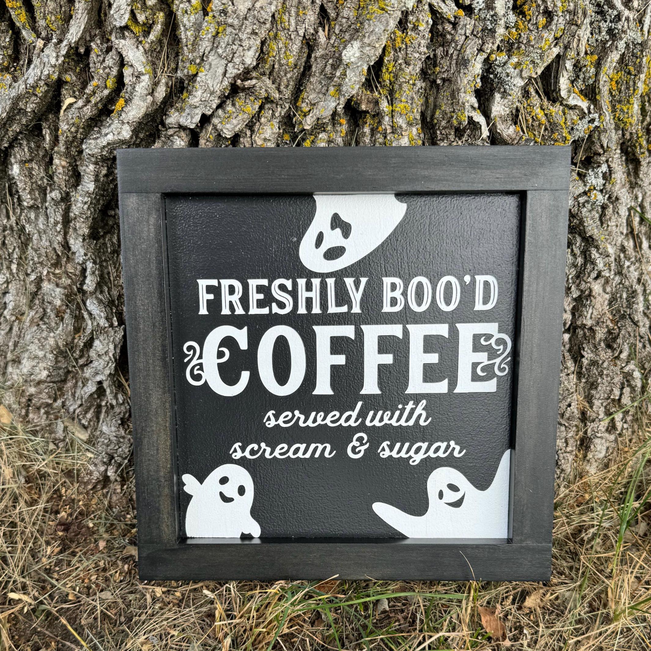 Panneau Freshly Boo'd Coffee Signe de café d'Halloween