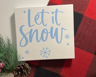 Handcrafted 'Let It Snow' Wood Winter Sign, Rustic Christmas Decor