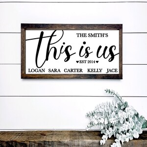 Personalized Family Name Wood Home Wall Decor, Hand Painted, Housewarming Gift, Living Room Art, Family Room, Blended Family, Gift for Wife