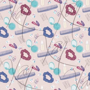 Hair care/hair accessories seamless pattern design
