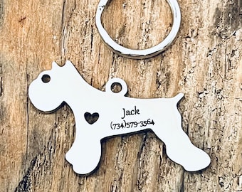 Jack, Custom Engraved Stainless Steel Schnauzer Dog Charm, ID Tag, Pet Tag, Pet ID Tag J602