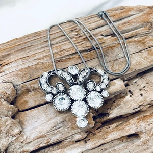 Rhinestone Pendant Silver Tone, on a Stainless Steel Snake Chain Necklace  J127
