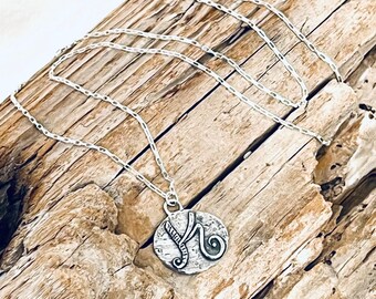 K⭐︎K⭐︎K Sterling Silver Initial K Pendant, on a Sterling Silver Box