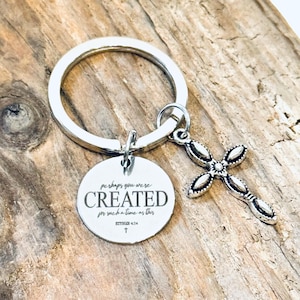 perhaps you were Created for such a time a this Esther 4:14, Custom Engraved Stainless Steel Round Charm, Silver Tone Key Ring J913
