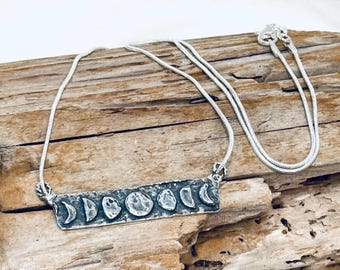 Sterling Silver Moon Phases Necklace on a Snake Chain