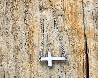 Cross Connector, Stainless Steel Pendant, on a Stainless Steel Cable Chain Necklace J190