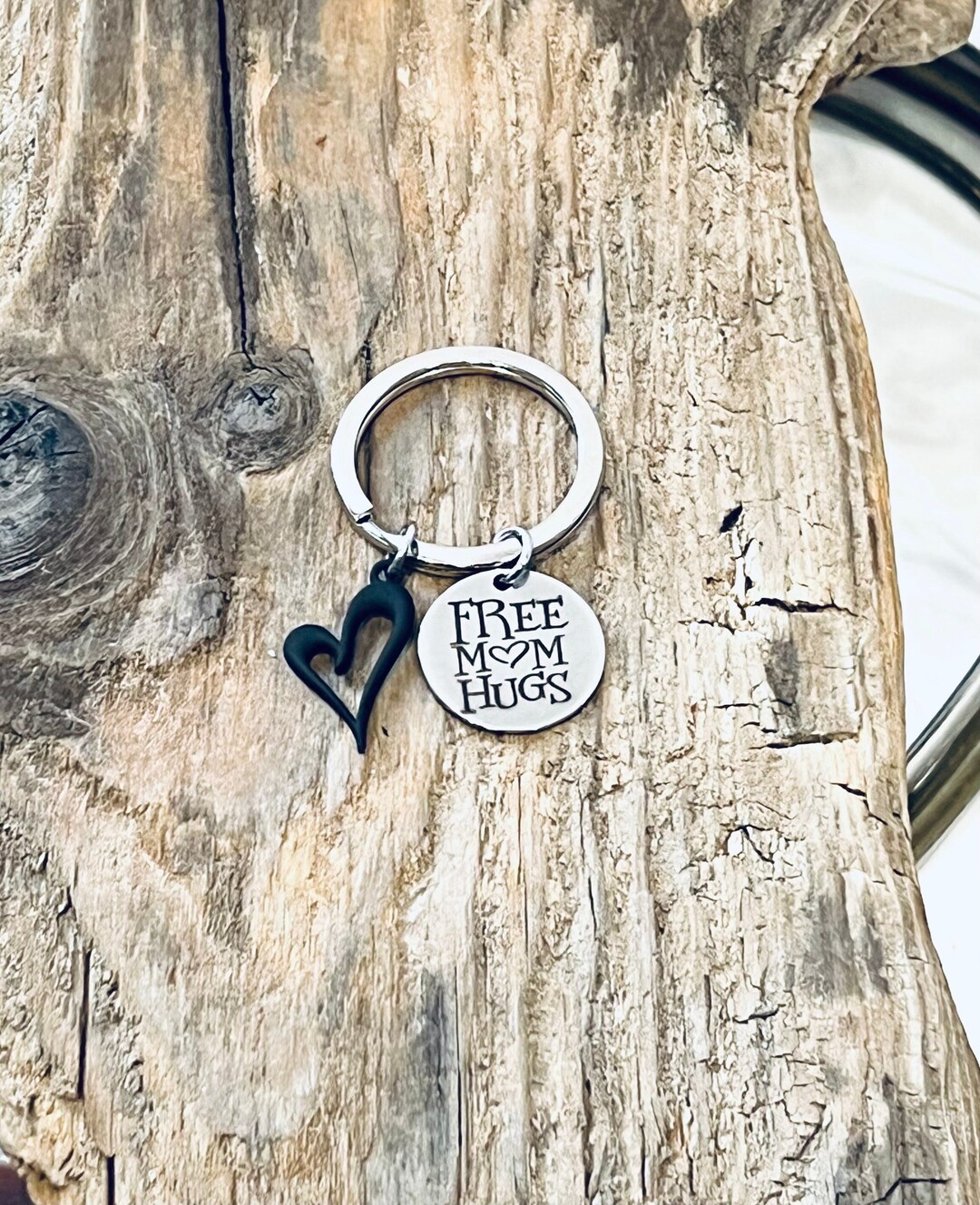 Free Mom Hugs, Custom Engraved Stainless Steel Round Charm, Black Tone ...