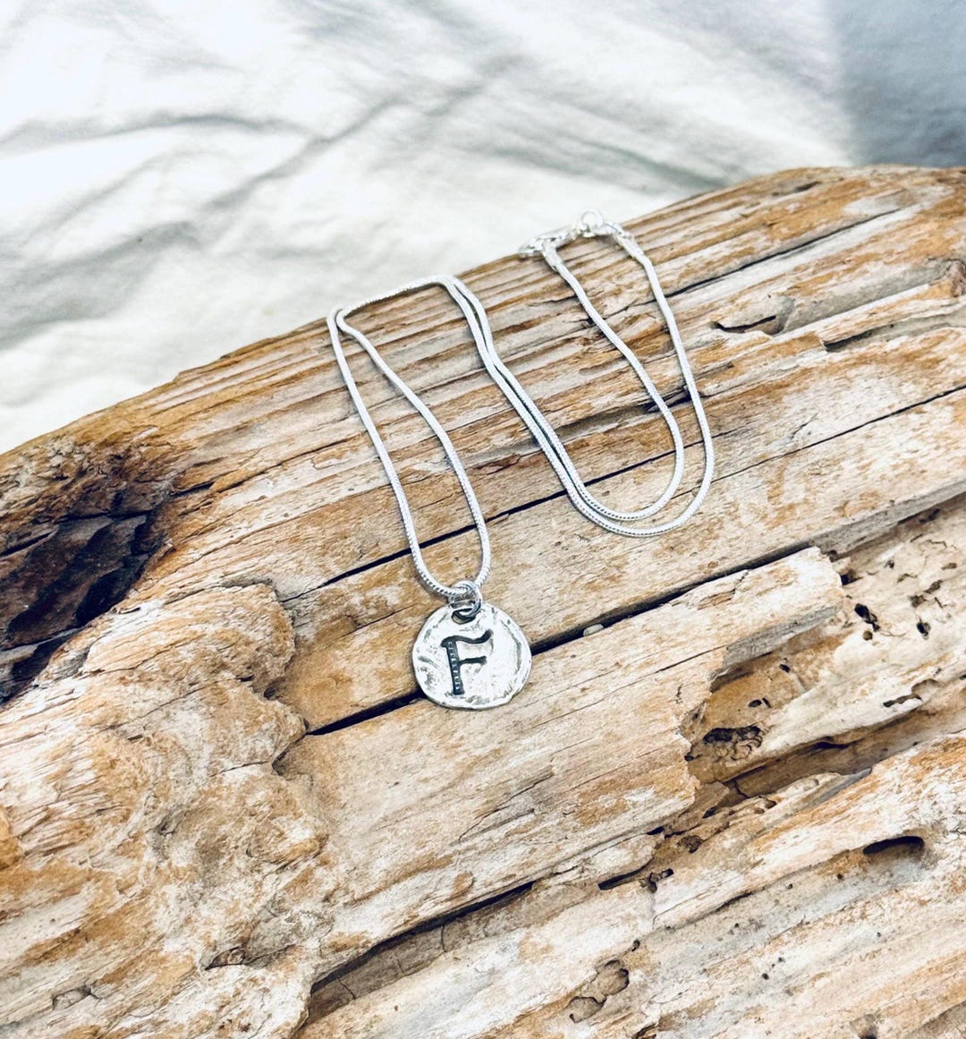 F Initial, Sterling Silver Handmade Pendant, on a Sterling Silver Snake ...