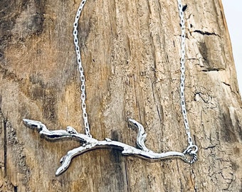 Tree Branch, Sterling Silver Pendant, on a Sterling Silver Box Chain Necklace  J700