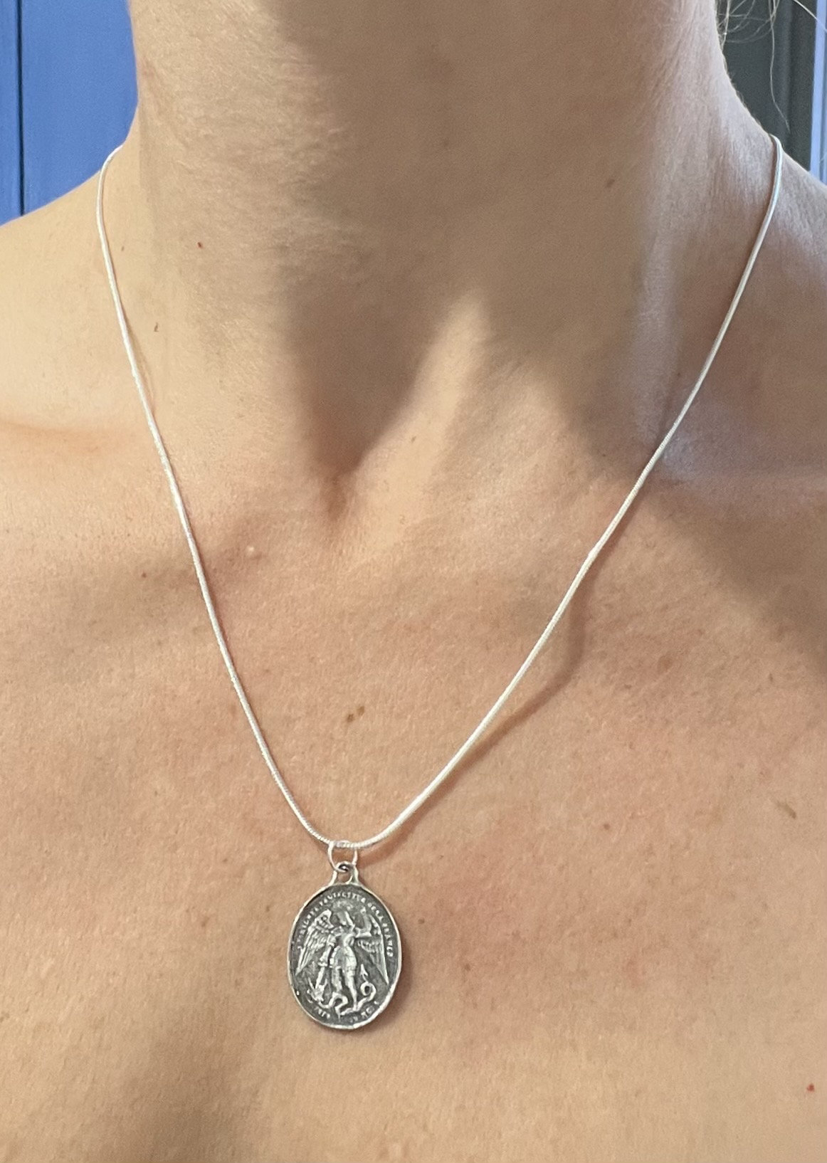 Sterling Silver, St Michael the Archangel Pendant, on a Sterling Silver ...