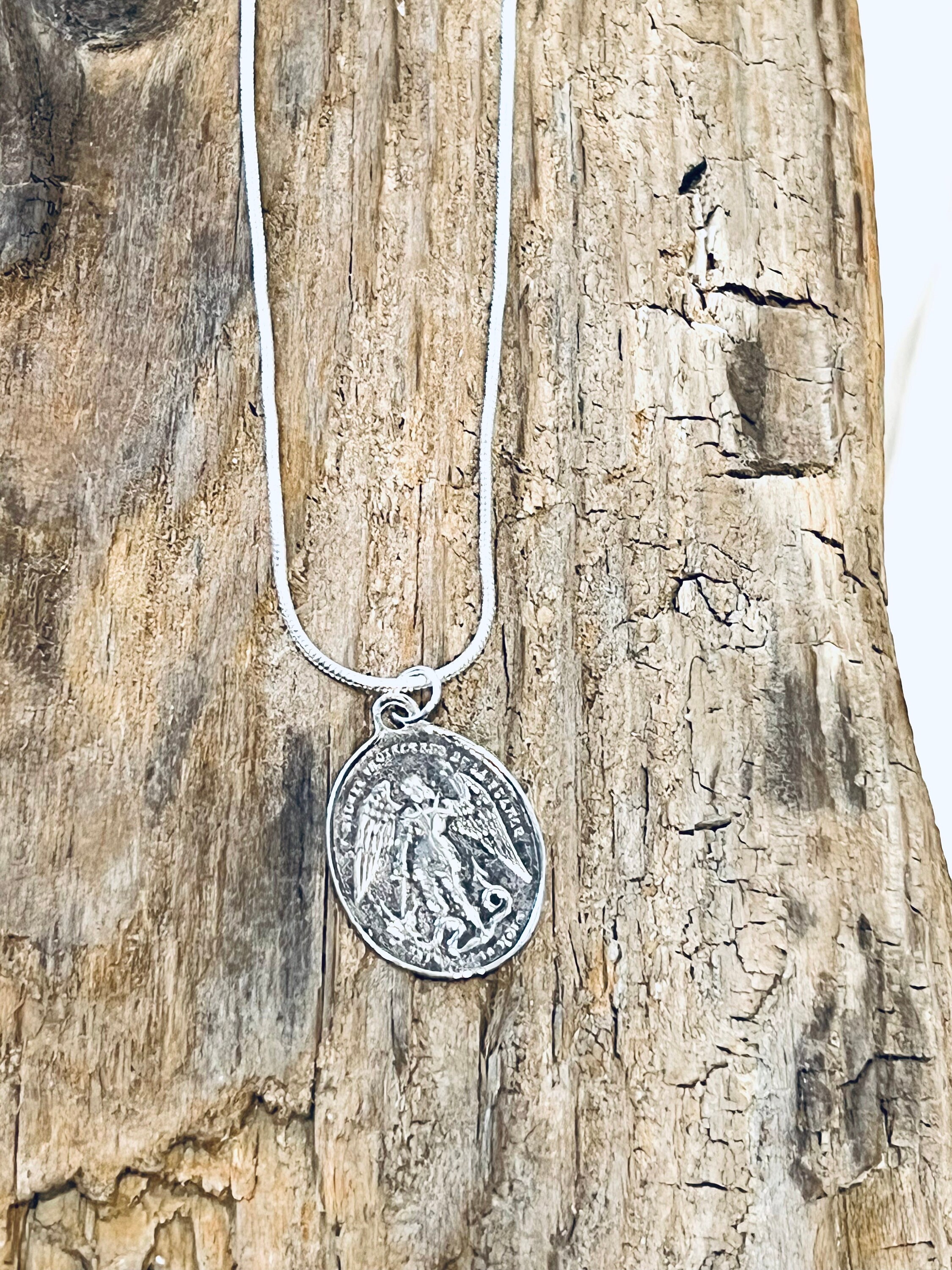 Sterling Silver, St Michael the Archangel Pendant, on a Sterling Silver ...