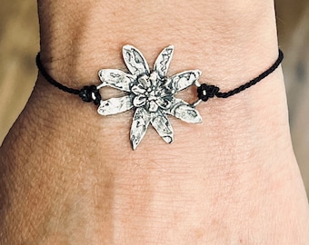 Sterling Silver Flower Link Connector Bracelet J447