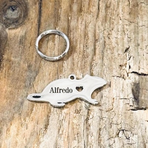 Alfredo, Breloque rat en acier inoxydable gravée personnalisée, Médaille d'identification, Médaille pour animal de compagnie, Médaille d'identification pour animal de compagnie, Carte d'identité pour chien J975