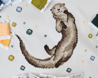 Patrón de punto de cruz de nutria de río en PDF