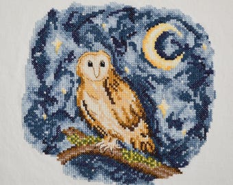 Patrón de punto de cruz de búho de medianoche en PDF