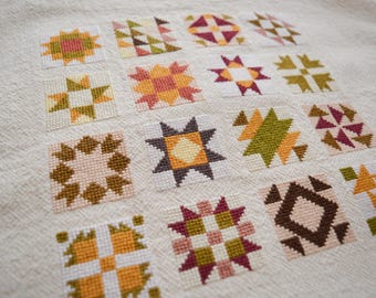 Patrón de punto de cruz de bloques de patchwork para colcha en PDF