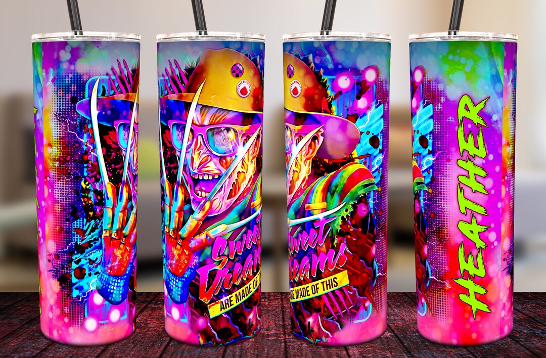 Horror Movies Inspired - 80s 90s - Tumbler, lid & straw, birthday gift, halloween gift