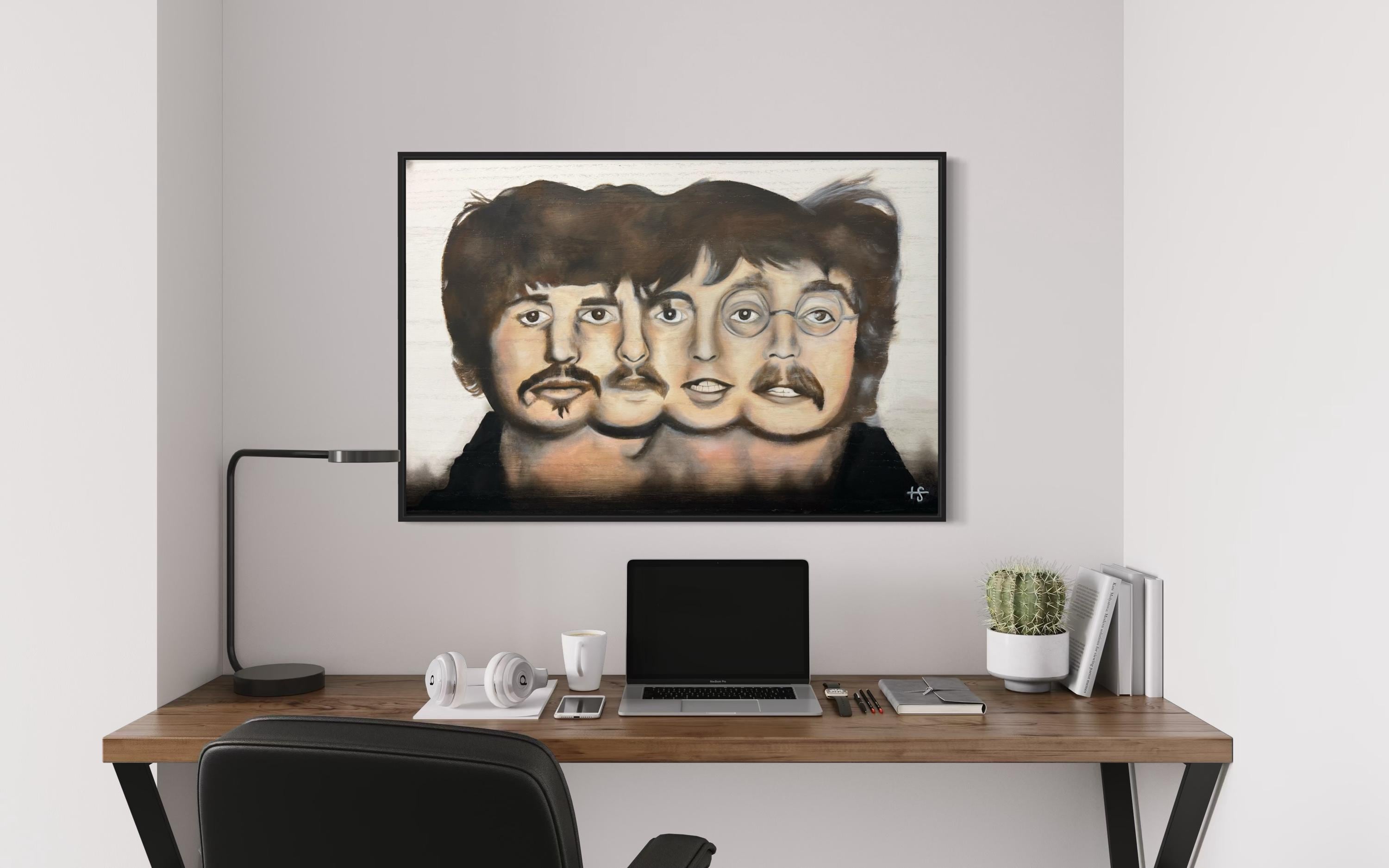 The Beatles Art Print | All 4 Faces Combined | Color Minimalist