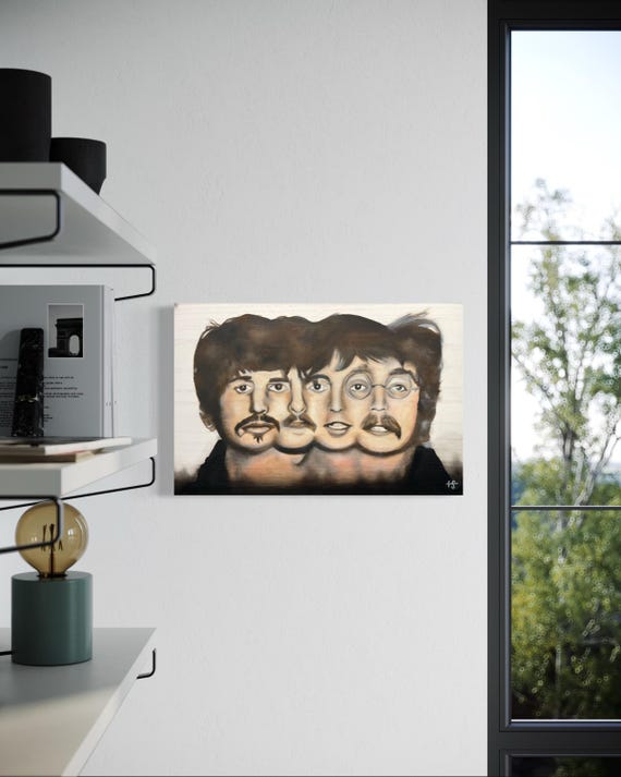 The Beatles Art Print | All 4 Faces Combined | Color Minimalist